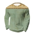thumbnail image 2 of Ceisia Men's All-Season Casual Regular Fit Crew Neck Sweatshirt Light Green Shoulder Ethnic Geometric Print Waffle Knit Stretch Fabric Multicolor XXL Gifts, 2 of 3