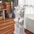 thumbnail image 7 of 2/3/4-Tier Rolling Laundry Cart with Removable Baskets, White Space-Saving Organizer with Wheels for Bathroom & Bedroom, Ventilated Multifunctional Hamper, 7 of 7