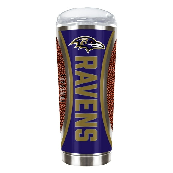 Baltimore Ravens 18 ounce vacuum insulated stainless steel team tumbler with Gameball graphic wrap