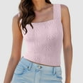thumbnail image 2 of Youmylove Comfort Womens Tops Square Neck Wide Straps Crop Tank Tops Flower Lettuce Trim Crop Vest Slim Fitted Sleeveless Cropped Top Casual Trendy Tops, 2 of 5