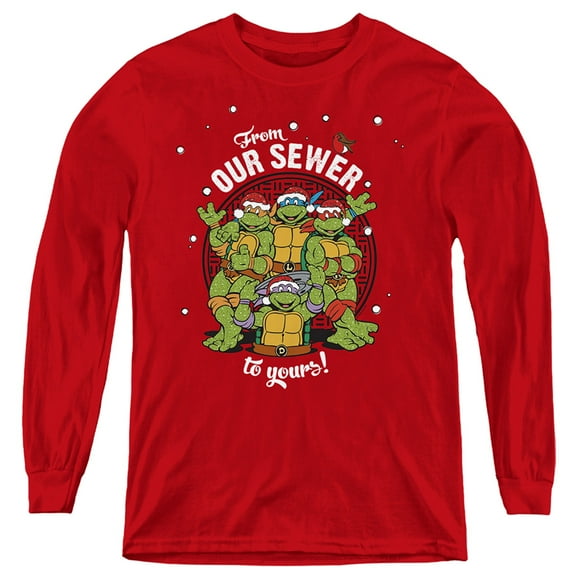 Teenage Mutant Ninja Turtles Merry Christmas From Our Sewer Kids Long Sleeve T-Shirt for Youth Boys and Girls
