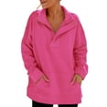 thumbnail image 1 of Pisexur Sweat à Capuche Zippé pour Femmes Mode Automne Manches Longues Couleur Unie Col Rabattu Chandail en Molleton Ample Léger avec Poches, 1 of 4