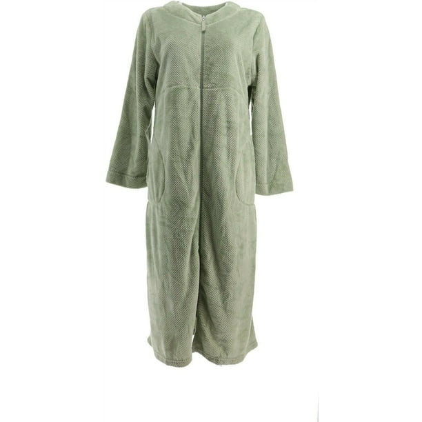 Stan Herman - Stan Herman Textured Silky Plush Full Zip Robe Women's