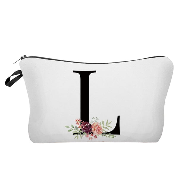 Regalos para las Mujeres Bolsa de Maquillaje de la Carta de la Flor, Bolsa de Maquillaje de la Carta, Bolsa de Maquillaje de la Primera Carta, Regalo de Cumpleaños de las Señoras, Amiga de la Madre, B