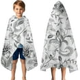 thumbnail image 3 of Gray Pioneer Flower Pattern Hooded Bath Towel，50"x30" for Ages 3 To 12 Kids, Quick Dry Lightweight Soft Microfiber Hood Beach Towel Cover Up for Kids, 3 of 7