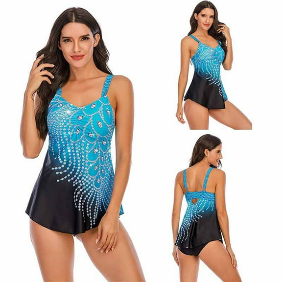 Tejiojio Plus Size Swimming Suits for Womens Ladies' Printing Two Piece Funny Push-Up Pad Swimwear Swimsuit Beachwear Set