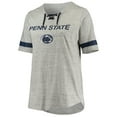 thumbnail image 2 of Women's Heathered Gray/Navy Penn State Nittany Lions Plus Size Lace-Up V-Neck T-Shirt, 2 of 3