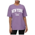 thumbnail image 1 of Camiseta estampada de cuello redondo y hombros caídos para mujer: camiseta informal con diseño gráfico, diseño de transferencia térmica, fácil de combinar con vaqueros, 1 of 5