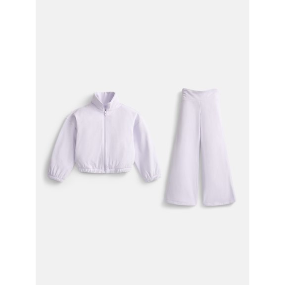 Athletic Works Girl's Active Microfleece Jacket and Wide Leg Pants Set, Sizes 4-18