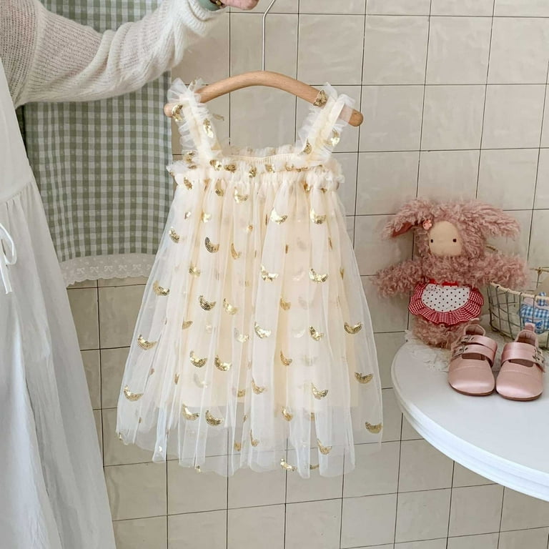 Hihipz Little Girls Dresses Sleeveless Sequin Star Moon Embroidered Mesh  Tutu Dress Carnival Spaghetti Strap Princess Gown - Walmart.com