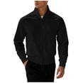 thumbnail image 5 of TOUMENY Men's Lightweight Zip Up Jacket Stand Collar Long Sleeve Solid Slim Coat Casual Outdoor Sun Protection Track Top Black S, 5 of 5