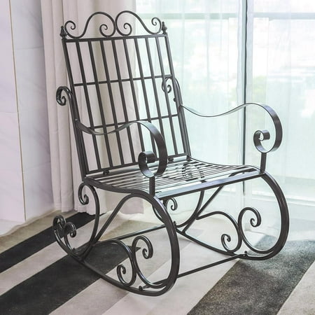 Zerone Antique Iron Rocking Chair Patio Porch Seat For Outdoor