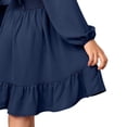 thumbnail image 5 of Fesfesfes Girls Long Sleeve Party Dress With Belt Elegant Pleated Flowy Formal Gown For Special Occasion Birthday Celebration Holiday Outfit(Navy#1,4-5 Years), 5 of 5