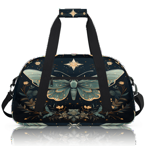 Herdesigns Boho Butterfly Sports Duffle Bag for Women & Men, Flower Butterfly Gym Bag Dance Bag Overnight Bag Carry On Weekender Travel Bag