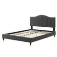 thumbnail image 3 of Tufted Platform Bed Frame, Queen Size, Velvet, Dark Grey Gray, Modern Contemporary Urban Design, Bedroom Master Guest Suite, 3 of 10