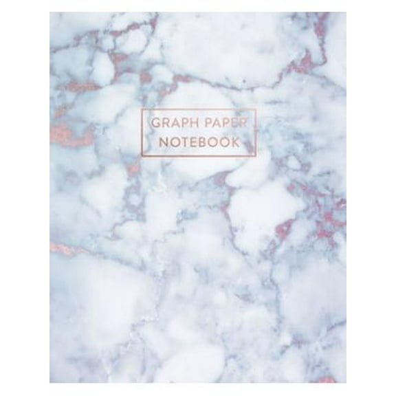 Graph Paper Notebook: Radiant Moonstone, White Grey Marble - 8 x 10 - 5 x 5 Squares per inch - 100 Quad Ruled Pages - Cute Graph Paper Composition Notebook for Children, Kids, Girls, Teens and Student