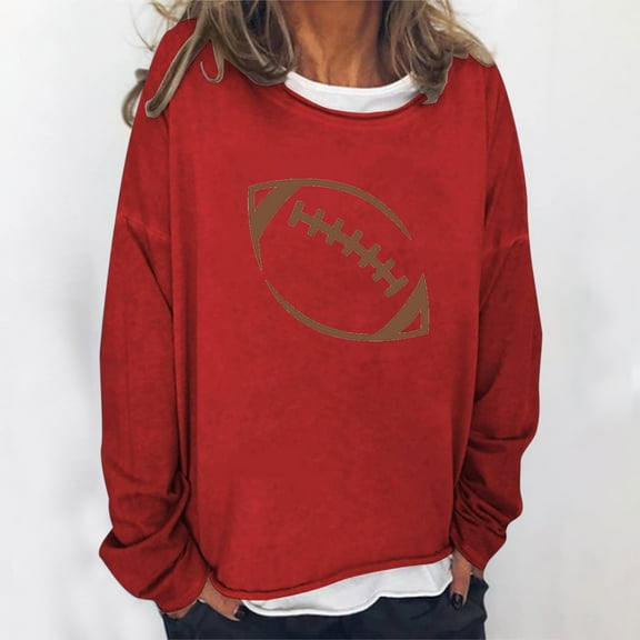 Usmixi Under $5 Sweatshirt for Women Winter Crewneck Sweatshirt for Women Plus Size Loose Long Sleeve Vintage Pullover Tops Ladies Girls Fashion Baseball Graphics Sweatshirt Sweater