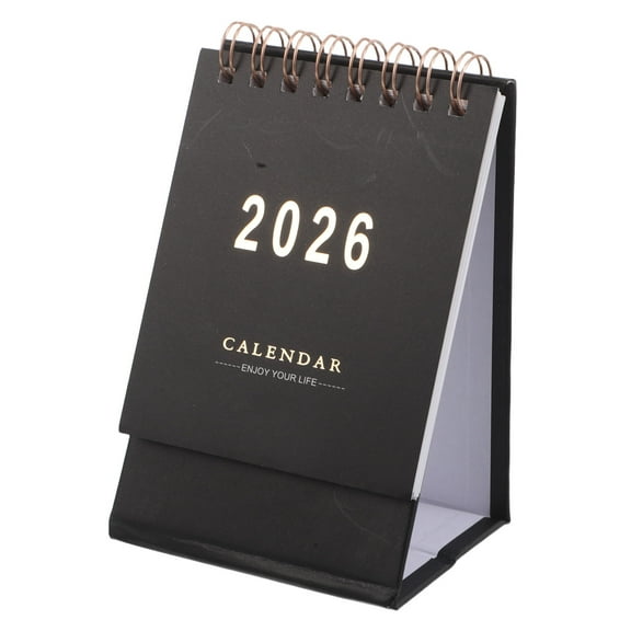LEORX Minimalist Black 2026 Standing Flip Desk Calendar Compact Monthly Planner for Desktop