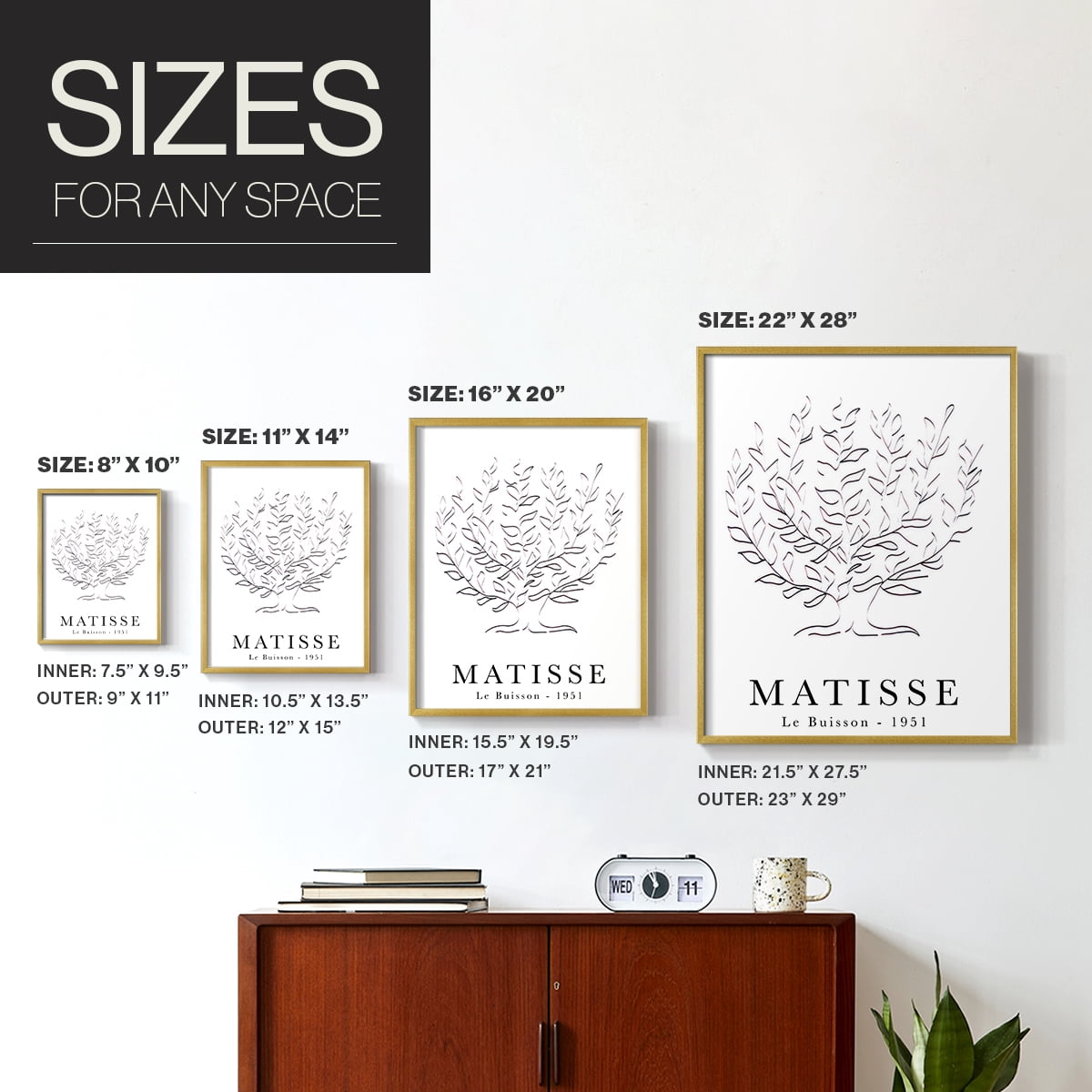 Matisse CLXXXV Framed Print in Gold Solid Wood 8 x 10 Framed Print