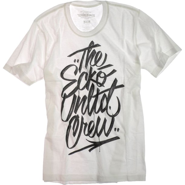 Ecko Unltd. Camiseta estampada con cuello redondo Street Script T para hombre, blanca, grande