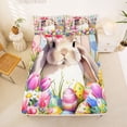 thumbnail image 5 of Erosebridal Colorful Easter Eggs Kids Full Size Sheets,Colorful Blossom Tulip Kawaii Rabbit Bed Sheets For Girls 4pcs, 5 of 6
