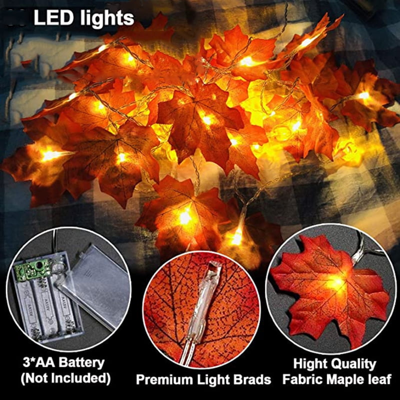 Upgradded Thanksgiving Pumpkin Lights Decorations Maple Fall String