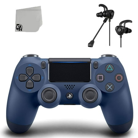 DualShock PlayStation 4 Wireless Controller - Navy Blue - Like New With Earbuds Bundle BOLT AXTION