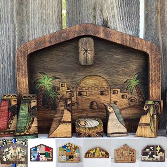 Preschool Toy Improve Problem-solving Ability Easy Grip Interesting Multifunctional Creative Intellectual Development Wood The Birth of Jesus Puzzle Toy Indoor Decor
