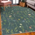 thumbnail image 3 of Floral Decorative Rug, Spring Season Themed Watercolors Painting of Herbs Flowers Botany Garden Art, Quality Carpet for Bedroom Dorm and Living Room, 6 Sizes, Teal Champagne, by Ambesonne, 3 of 4