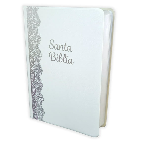 Biblia para Boda con Letra Grande Manual RV1960, imit. piel blanco y plateado