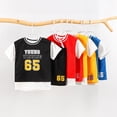 thumbnail image 3 of Kids Boys Girls Basketball Jersey Tracksuit Uniform 2 Piece Summer Outfit Short Sleeve Tops with Sport Shorts Set 4-11 Years, 3 of 5