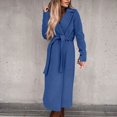 thumbnail image 7 of Ovticza Womens Classic Coat Lapel Collar Open Front Belted Long Jacket Blue S, 7 of 7