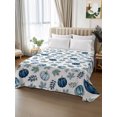 thumbnail image 2 of Queen Flat Sheet Only Thanksgiving Pumpkin Maple Leaves Soft Microfiber Cooling Bedding Sheets Fall Harvest Blue Teal Flat Bed Sheet for Hotel,Home Decor, 2 of 6