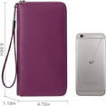 thumbnail image 5 of Women's wallet, large capacity leather women's wallet, zip clutch, bracelet with RFID blocking,Great gift for Wife, Girlfriend/Deep purple, 5 of 6