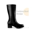 thumbnail image 3 of BLISSFUL STEP Round Toe Low Block Heels Mid Calf Boots for Women Black 9, 3 of 6