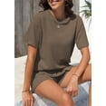 thumbnail image 5 of Aleumdr Womens 2 Piece Sweatsuits Trendy Outfits Loose Fit Slouchy Summer Cozy Tracksuit Sets Brown 2XL, 5 of 7
