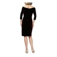 thumbnail image 2 of ALEX EVENINGS Womens Burgundy 3/4 Sleeve Knee Length Sheath Evening Dress 10, 2 of 2