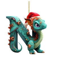 Christmas Christmas Dinosaur Ornaments with 26 Initial Letter Pendant,Acrylic Dino Figures Hanging Christmas Gifts for Kids Christmas Tree