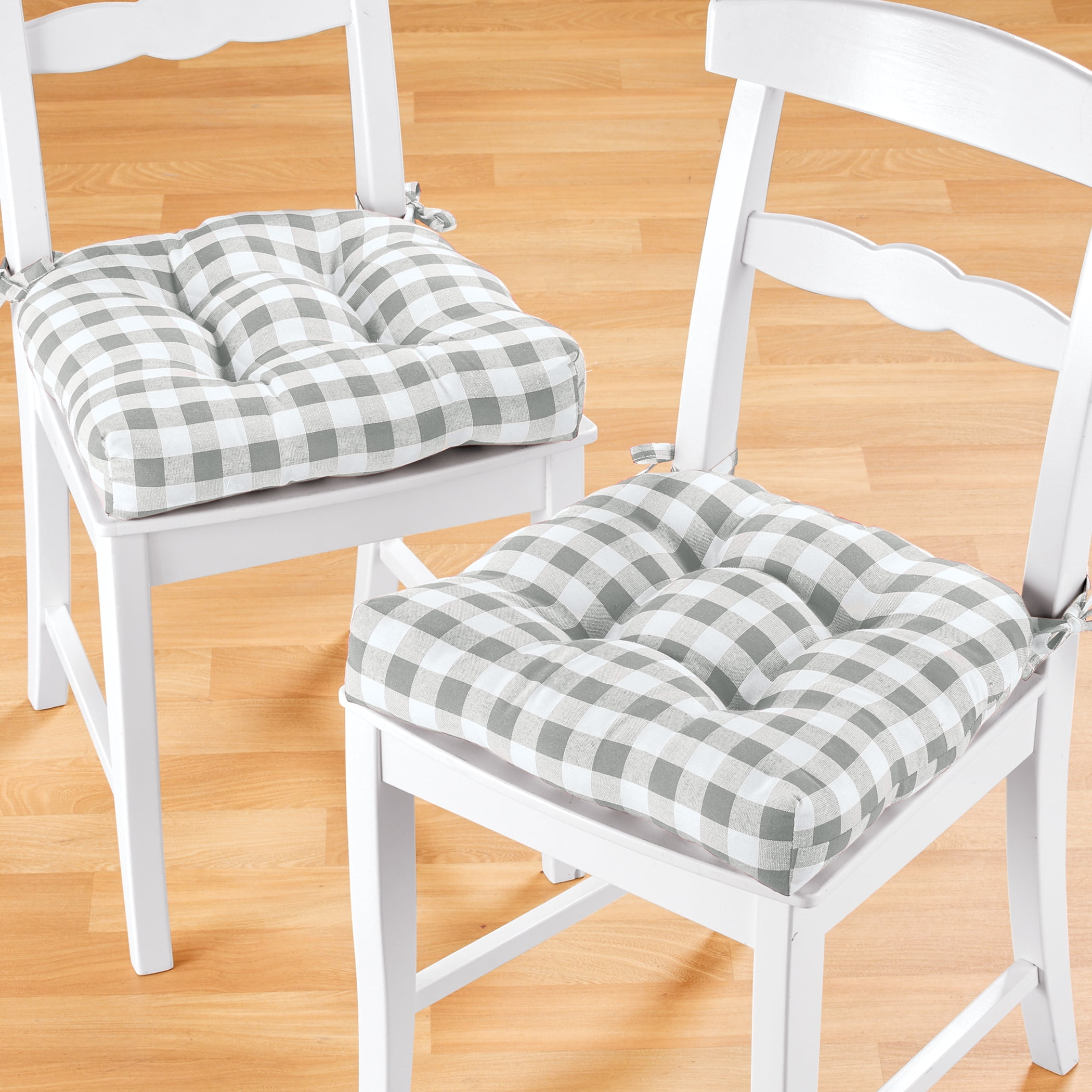 Achim Buffalo Check Tufted Chair Seat Cushions - Set of 2 - Burgundy Black/White