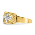 thumbnail image 4 of 14K Yellow Gold Ring Band Themed Rhodium Diamond-cut Wave, Size 7, 4 of 5