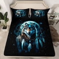 thumbnail image 2 of Castle Fairy Wolf Wildlife Full Size Sheets for Teens Female Men,Starry Sky Bed Sheets, 2 of 7