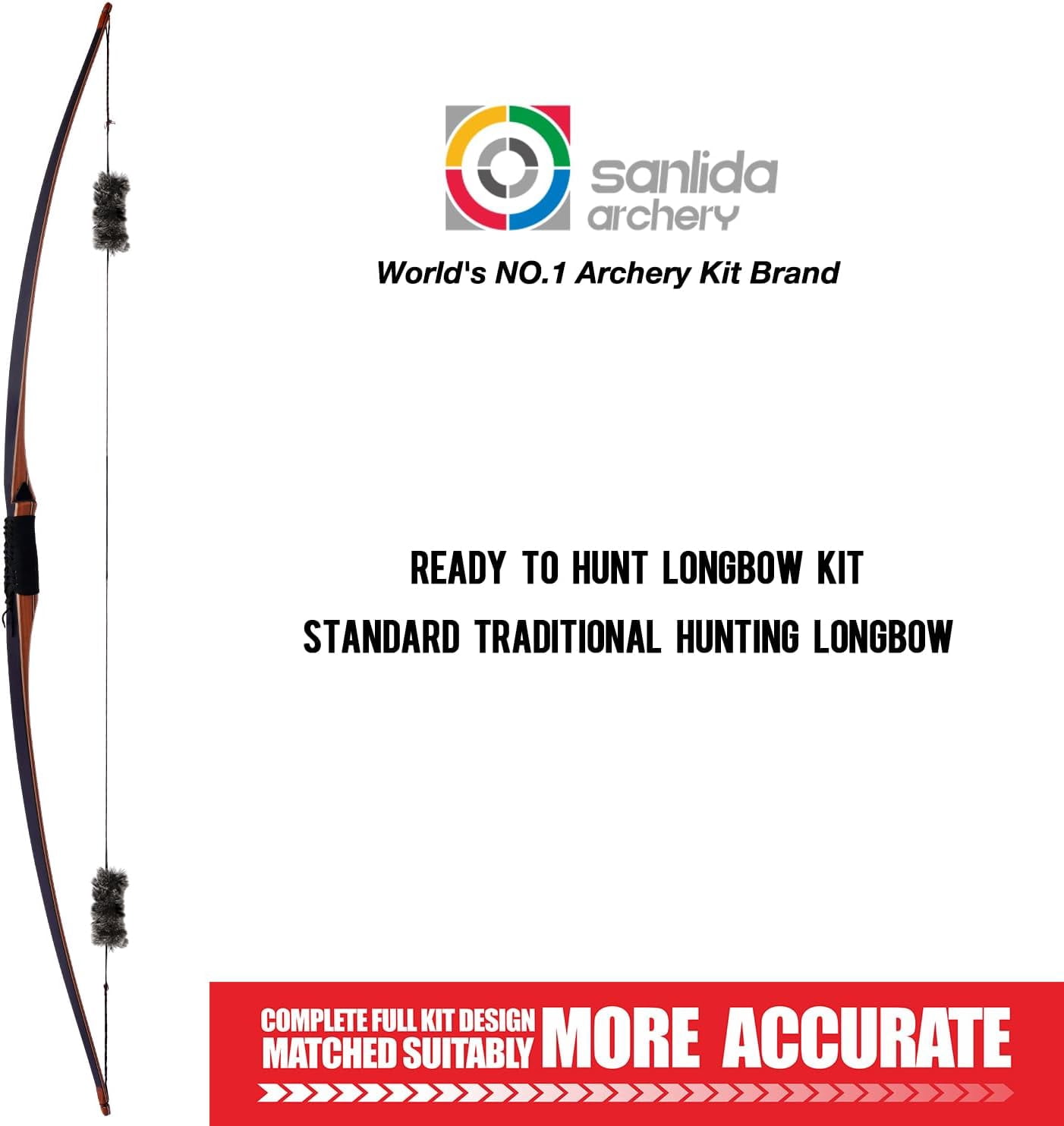 Sanlida Archery 68” Royal X8 Longbow Traditional Wooden Hunting Bow Handmade Hunting Bow and Arrows kit for Adults & Traditional Archers, RH Only (50lbs, Right Hand)