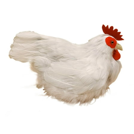 Vsenkes Hen Model Artificial Feather Sculpture Lifelike Ornament for Yard Home Party