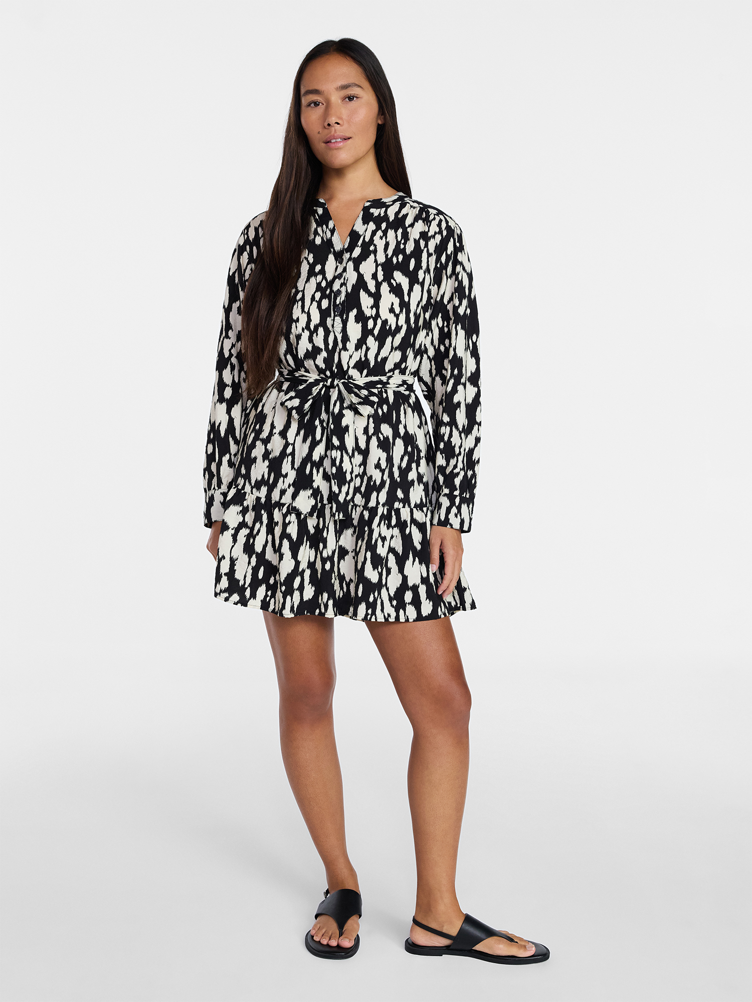 Time and Tru Women's Mini Shirtdress with Long Sleeves, Sizes XS-XXXL