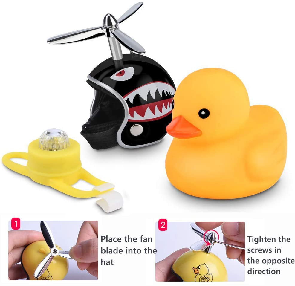 Rubber Yellow Duck Bicycle Accessories with LED Light Cute Propeller Handlebar Bicycle Horns for Kids Toddler Children Adults Sport Outdoor Kariwell Duck Bike Bell 