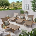 thumbnail image 4 of Leah Outdoor Wicker and Wood Chaise Lounge with Pull-Out Tray, Set of 4, Teak and Brown, 4 of 6