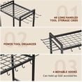 thumbnail image 4 of Garden Garage Tool Organizer - Heavy Duty Steel Storage Rack with 4 Hooks for 48 Long Handled Tools, 4 of 6