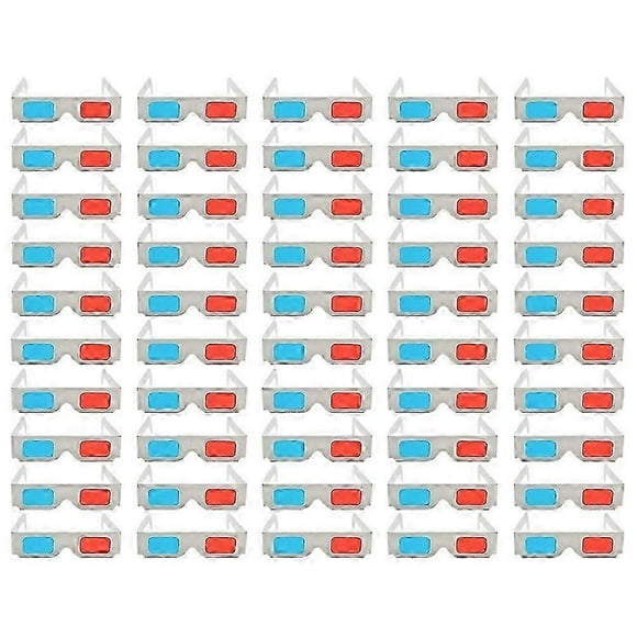 50 Pcs Glasses Rack Foldable Vr Glasses Cardboard Anaglyph 3d Glasses Red Blue 3d Movie Eyeframe Red Blue 3d Glasses