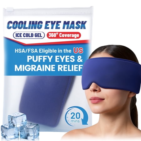 FACEMOON Large Cooling Eye Mask Soft Thick Gel Comfort for Puffy Eyes Dark Circles Relief Flexible Reusable Night Relaxation Black