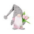thumbnail image 1 of Muñeco de peluche de gnomo para el día de la madre, adorno artesanal con ramo de tulipán, regalo para el hogar, 1 of 10